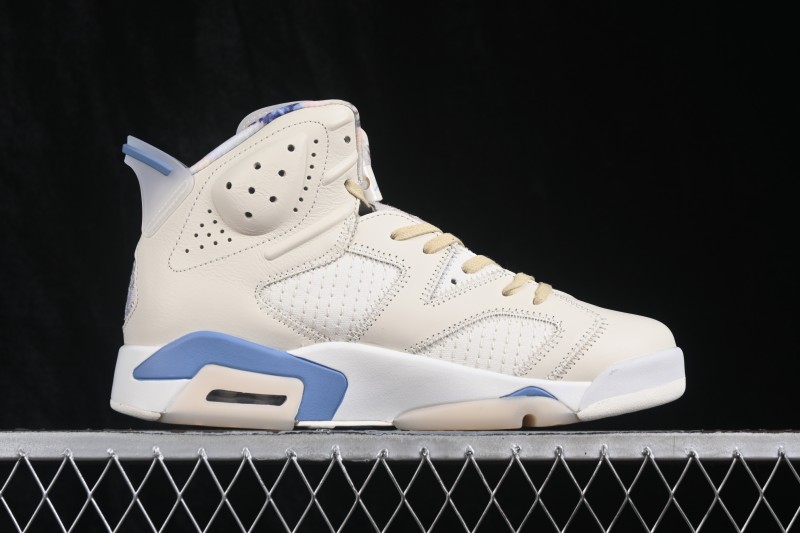 Nike Air Jordan 6 Retro 'Sashiko' Basketball Shoes with Blue Accents and Stitch Detailing - IR7255-110