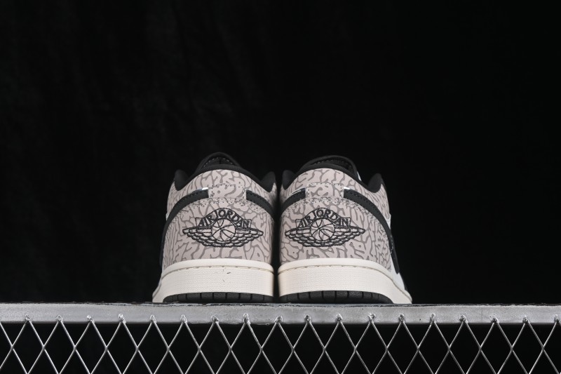 Nike Air Jordan 1 Low Retro Basketball Shoes with White Grey Crackle Design - IU2268-100