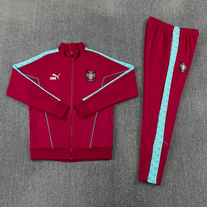26/27 Portugal  Red Full Zipper Jacket Tracksuit + Long Pants