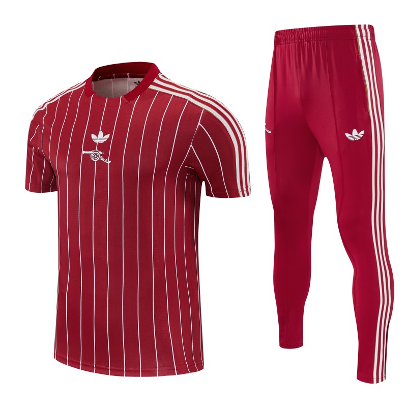 26/27 Arsenal Red Stripes Short Sleeve Tracksuit + Long Pants