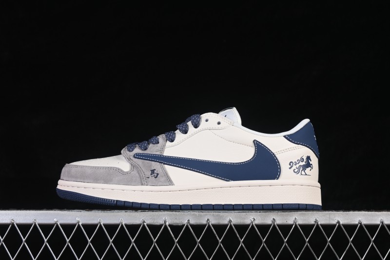 Jordan x Travis Scott x Fragment Design Air Jordan 1 Low OG SP Casual Skateboarding Shoes with Reverse Swoosh - MY9969-803
