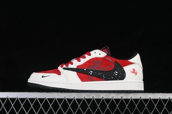 Nike Air Jordan 1 Low OG SP Travis Scott x Fragment Design Casual Skateboarding Shoes White Red Splatter - DZ2688-118