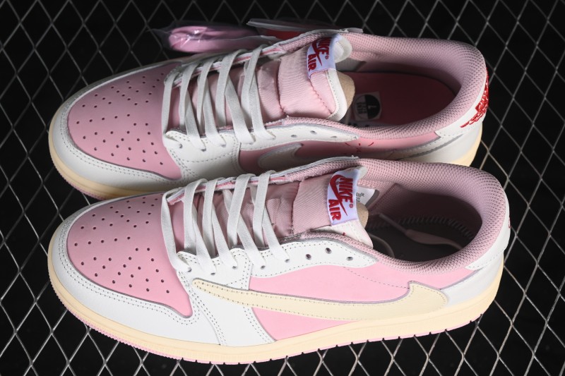 Nike Travis Scott x Air Jordan 1 Low OG Retro Sneakers with Reverse Swoosh Design - DM7866-600