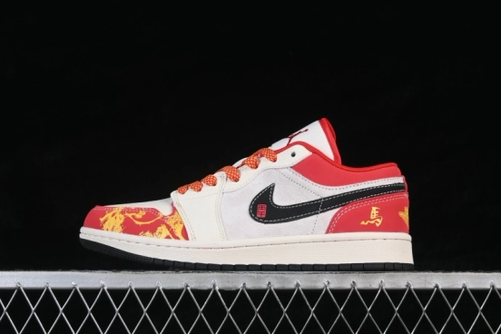 Nike Air Jordan 1 Low Chinese New Year Year of the Horse Limited Edition High-End Custom Low-Top Retro Basketball Shoes - HT5088-641