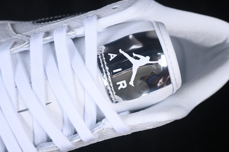 Nike Air Jordan 1 Low Retro Basketball Shoes with All-White Silver Swoosh - IQ9381-100