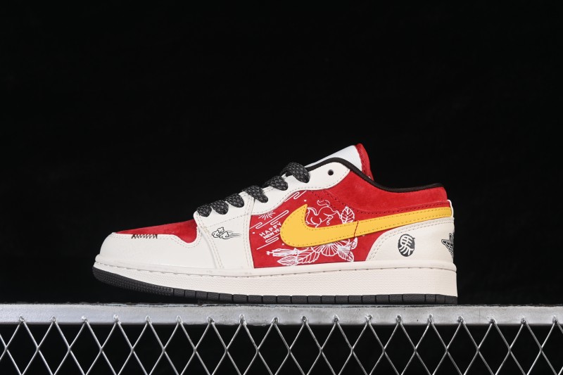 Nike Air Jordan 1 Low Year of the Horse Limited Edition Red White Yellow Premium Retro Basketball Shoes - JP2026-165