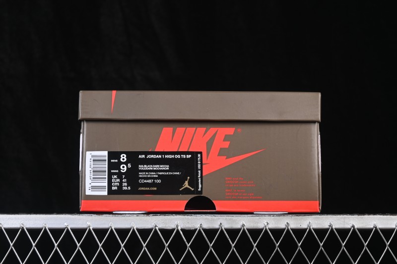 Nike Air Jordan 1 High OG Travis Scott Reverse Swoosh Limited Edition Basketball Shoes - CD4487-100
