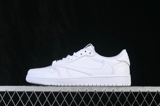 Nike Travis Scott x Air Jordan 1 Low OG Retro Sneakers with Reverse Swoosh Design - TD1228-111