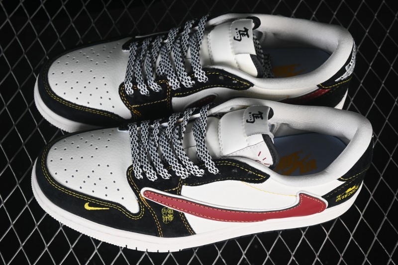 Jordan Air Jordan 1 Low AJ1 Year of the Horse Black Red Athletic Retro Low-Top Basketball Shoes - JW1188-181