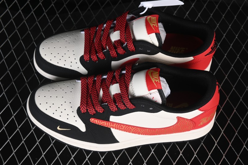 Nike Air Jordan 1 Low OG SP Travis Scott x Fragment Design Basketball Lifestyle Shoes with Contrast Color Blocking - QW5288-143