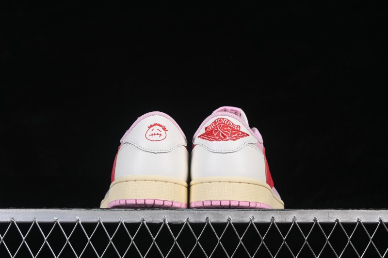 Nike Travis Scott x Air Jordan 1 Low OG Sneakers with Reverse Swoosh Design - IQ7604-101