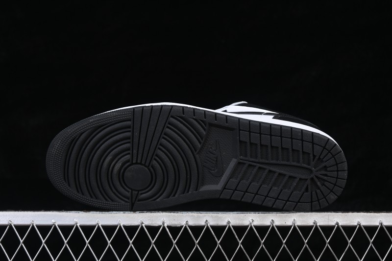 Nike Air Jordan 1 Low Retro Basketball Shoes with White Grey and Black Swoosh for Casual Wear - 553558-045