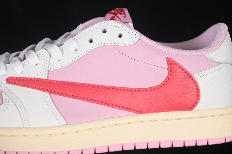 Nike Air Jordan 1 Low OG Travis Scott Reverse Swoosh Premium Leather Sneakers - IQ7604-101