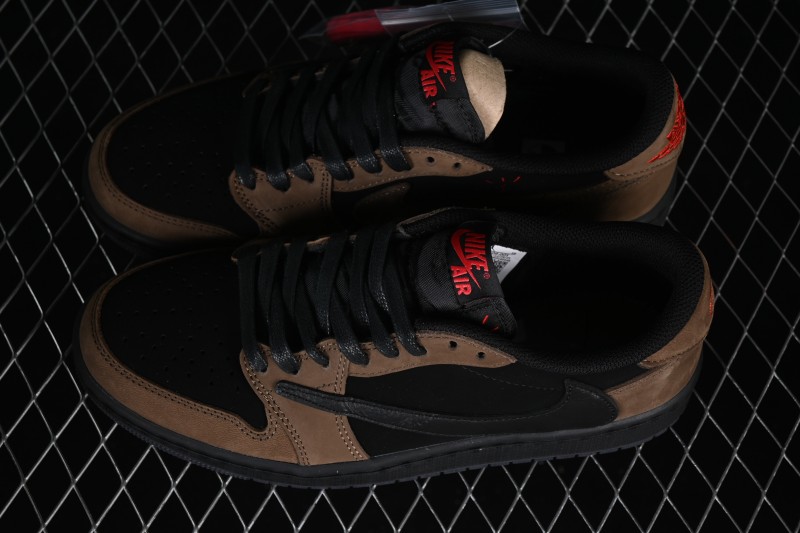 Nike Travis Scott Air Jordan 1 Low OG Retro Basketball Shoes with Reversed Swoosh - IB7109-005