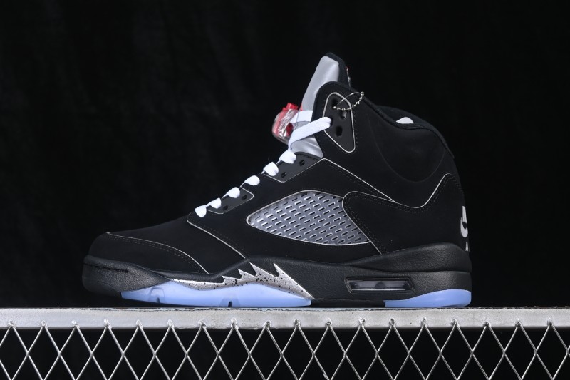 Nike Air Jordan 5 Retro Black Metallic Reimagined Basketball Shoes with Premium Leather Upper - HF3975-001