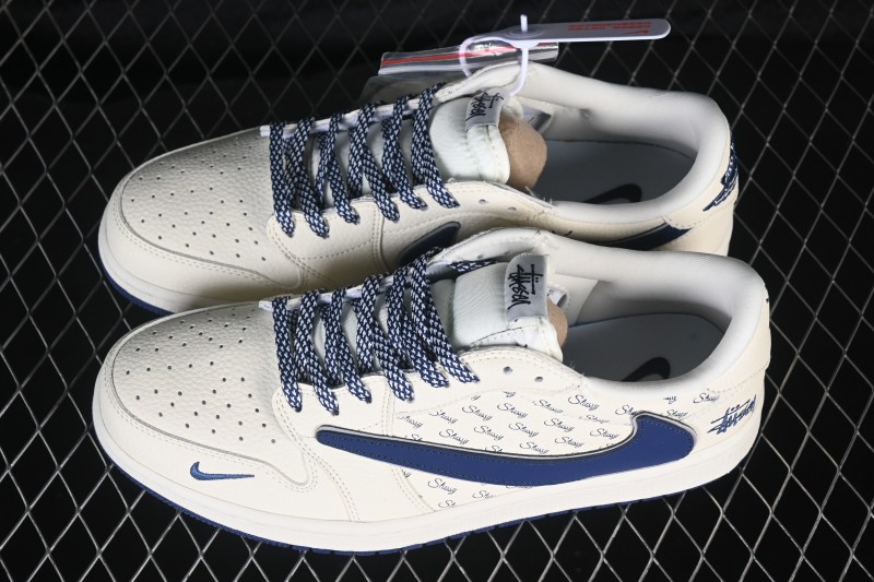 Nike Air Jordan 1 Low Retro Collaboration Premium Casual Sneakers with Embroidered Swoosh - LD2028-065