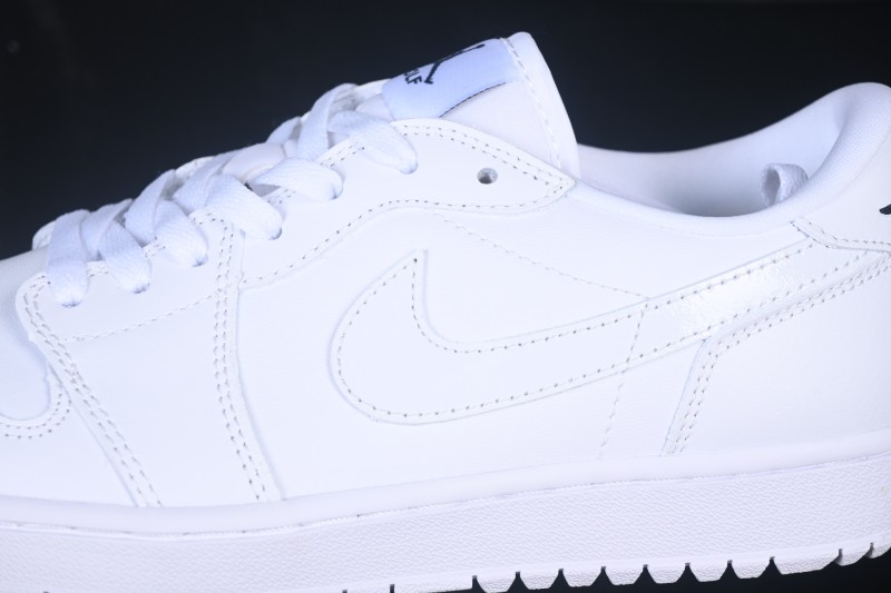 Nike Air Jordan 1 Low Retro Basketball Shoes in All-White Leather - DD9315-120