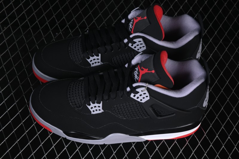 Nike Air Jordan 4 Retro "Bred" Running Shoes with Original Last and Premium Materials - IX8180-001