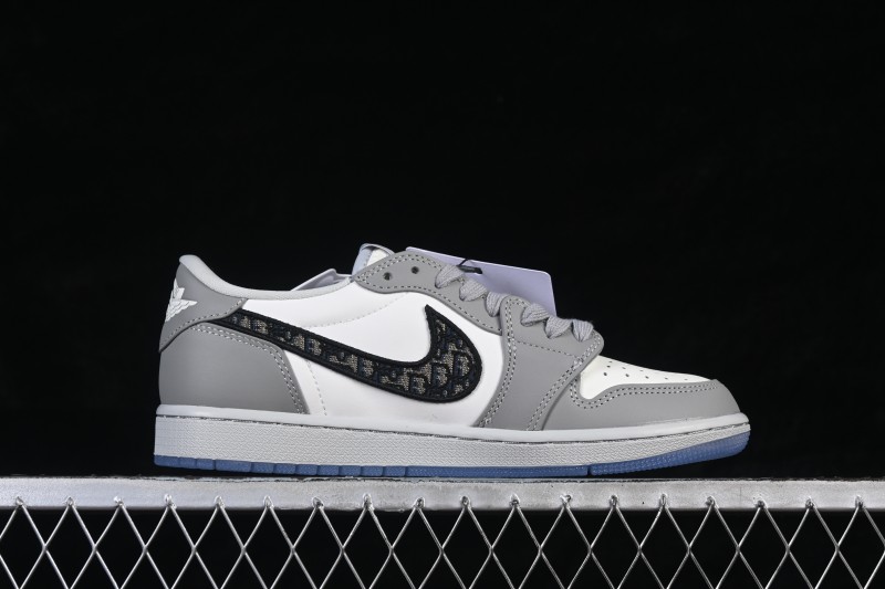 Dior x Air Jordan 1 Low AJ1 Collaboration Grey White Basketball Sneakers - CN8608-002