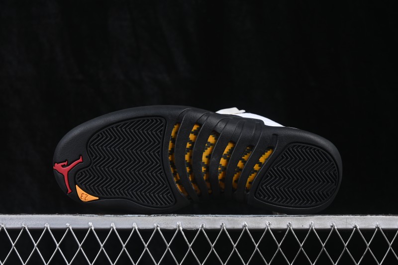 Nike Air Jordan 12 Retro Taxi Basketball Shoes with Gold Eyelets - CT8013-117