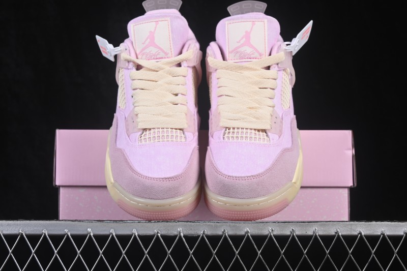 Nike Air Jordan 4 Retro 'Iced Carmine' Denim Basketball Shoes with Soft Pink Upper - IB6716-600