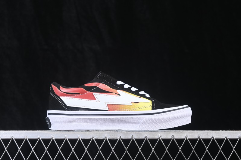 Revenge x Storm Old Skool Lightning Low-Top Casual Skate Shoes Black Flame - M.C3