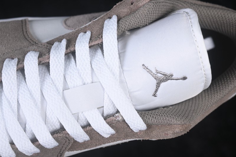 Nike Air Jordan 1 Low Retro Basketball Shoes in White Grey - 553558-046