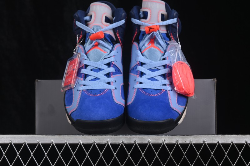 Awake NY x Air Jordan 6 Retro High "Denim Blue" Basketball Sneakers with Premium Suede Upper - IQ5706-400