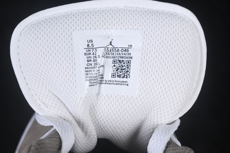 Nike Air Jordan 1 Low Retro Basketball Shoes in White Grey - 553558-046