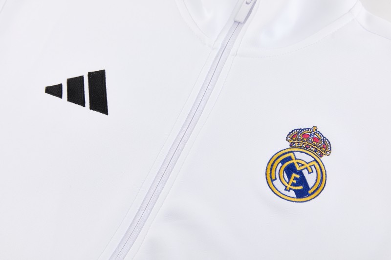 26/27 Real Madrid  White Full Zipper  Jacket Tracksuit + Long Pants