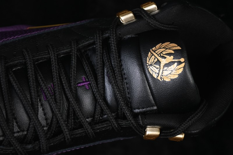 Nike Air Jordan 12 Retro Black Purple Gold Basketball Shoes - IW1218-098