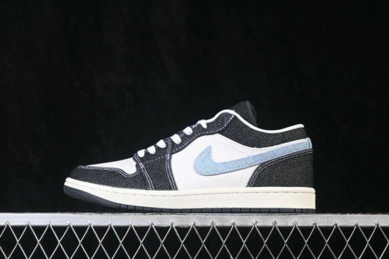 Nike Air Jordan 1 Low Black Denim Retro Basketball Shoes - JA4395-041