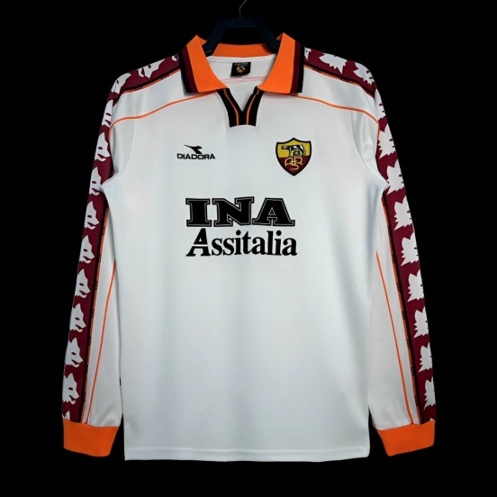 Retro 98/99 Roma Away White  Long Sleeve Jersey