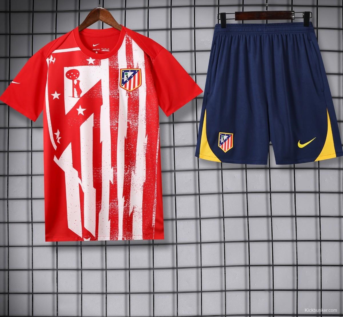 25/26 Atletico Madrid Red/White Stripe Short Sleeve+Shorts