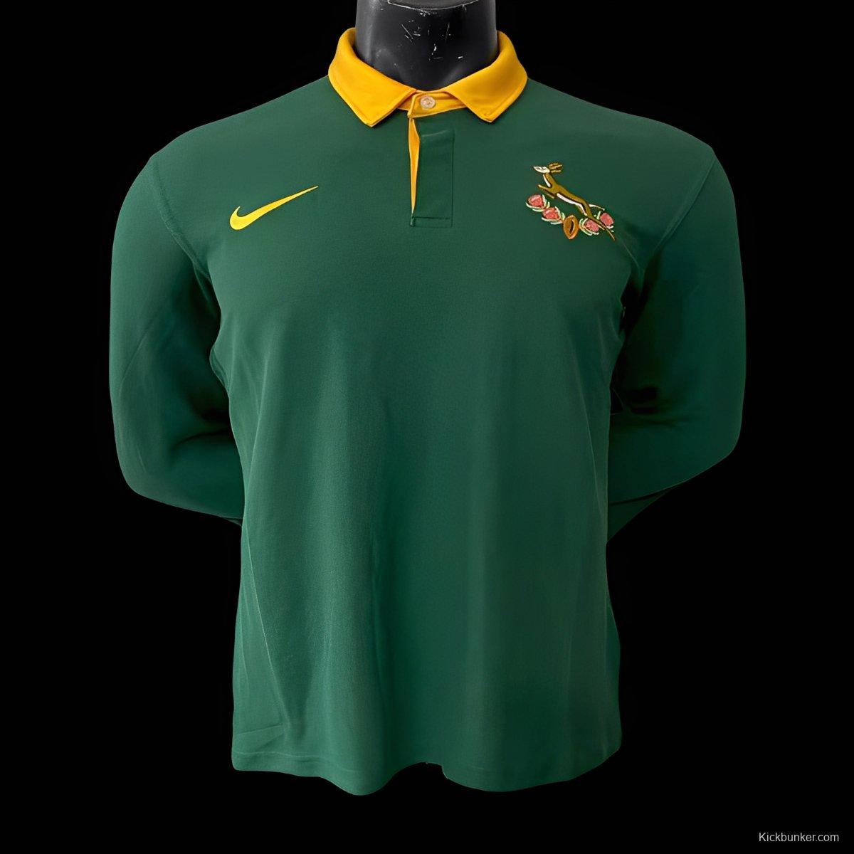 2026 South Africa Green Long Sleeve Polo Rugby Jersey