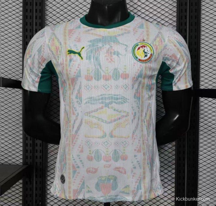 25/26 Player Version  Senegal Away White with African Traditional Pattern Jersey