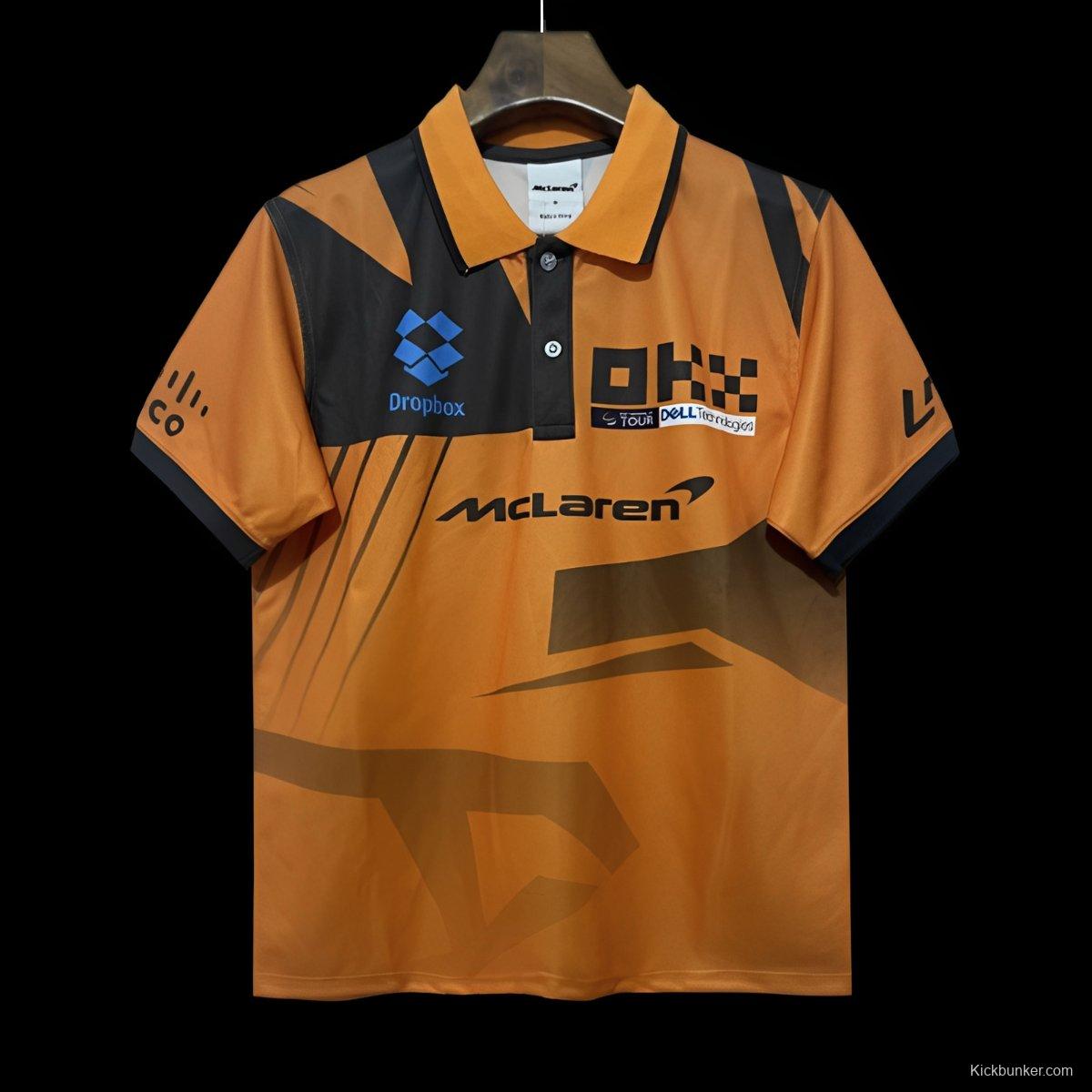 2024 F1  McLaren Racing Papaya Orange with Black Diagonal Stripe Motorsports Polo