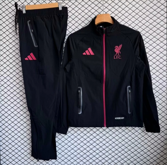 25/26 Liverpool Black with Pink Full zipper Jacket Tracksuit+ long pants