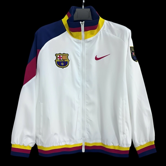 25/26 Barcelona White Full Zipper Windbreaker