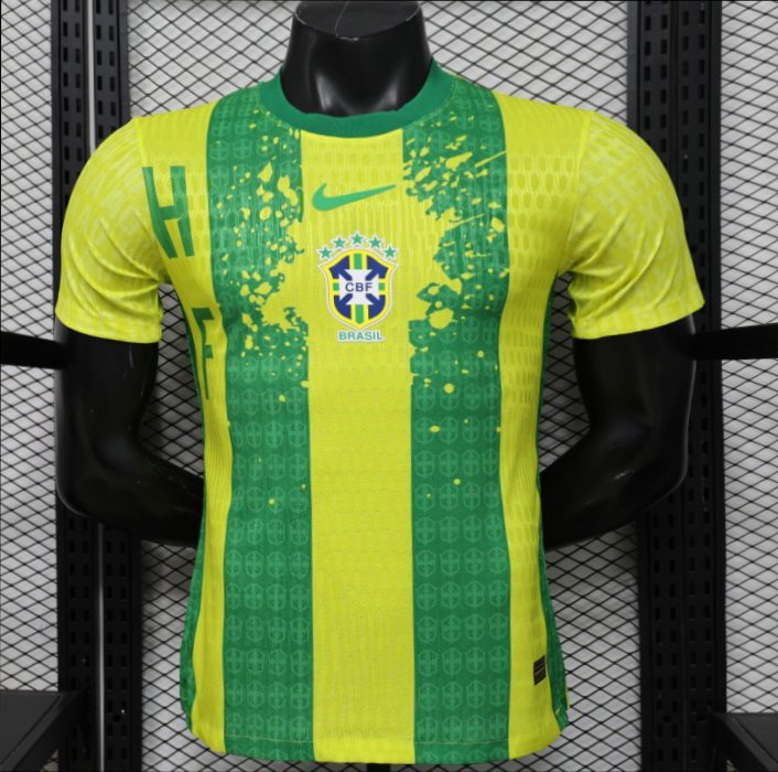 Player Version 2026 Brazil Yellow & Green Vertical Stripe Special Edition Jersey