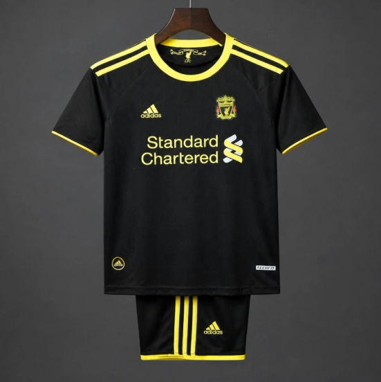 Retro 2010/11 Kids Liverpool Black & Yellow Away Jersey