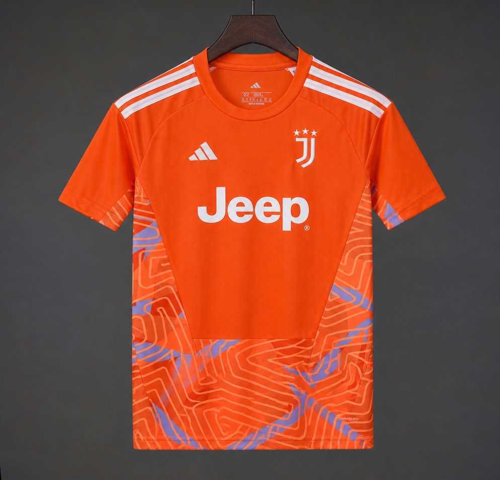 26/27 Juventus Orange with Abstract Maze Pattern Goalkeeper Jersey Set