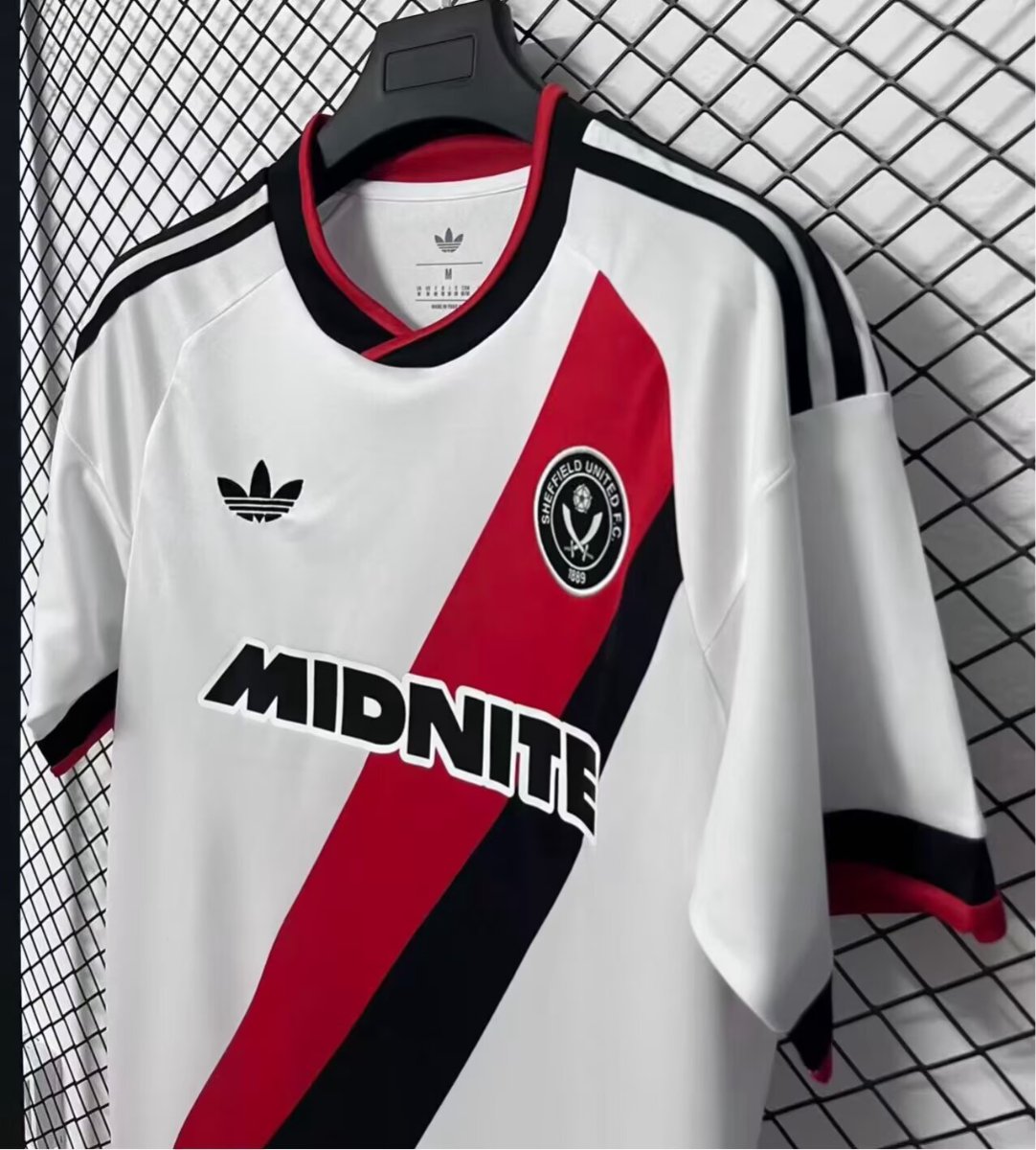 26/27 Sheffield United White with Red & Black Diagonal Stripe Away Jersey