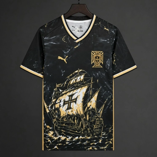 2026 Portugal Special Edition Black Caravel Ship Graphic Jersey