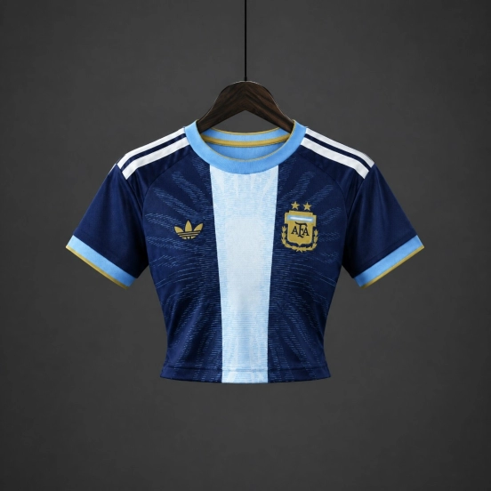 2026 Argentina MESSI Tribute Blue Women Crop Jersey